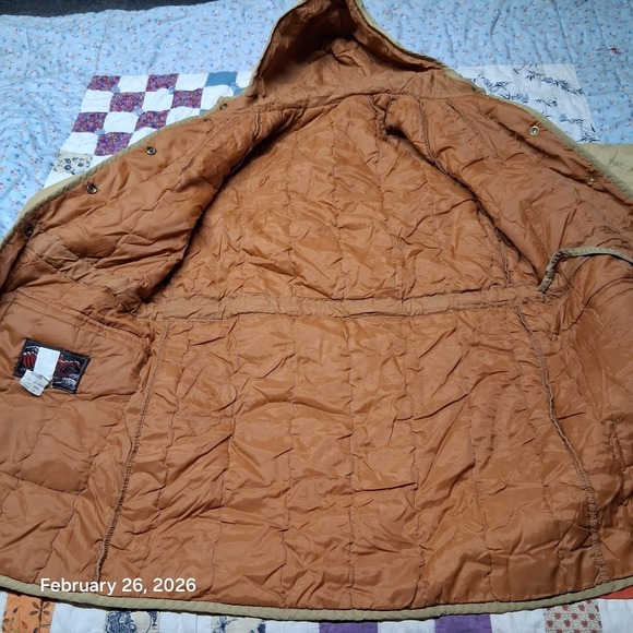 Vintage White Bear St Paul Jacket Women Medium Brown Snap Hooded Winter Coat - Picture 10 of 13